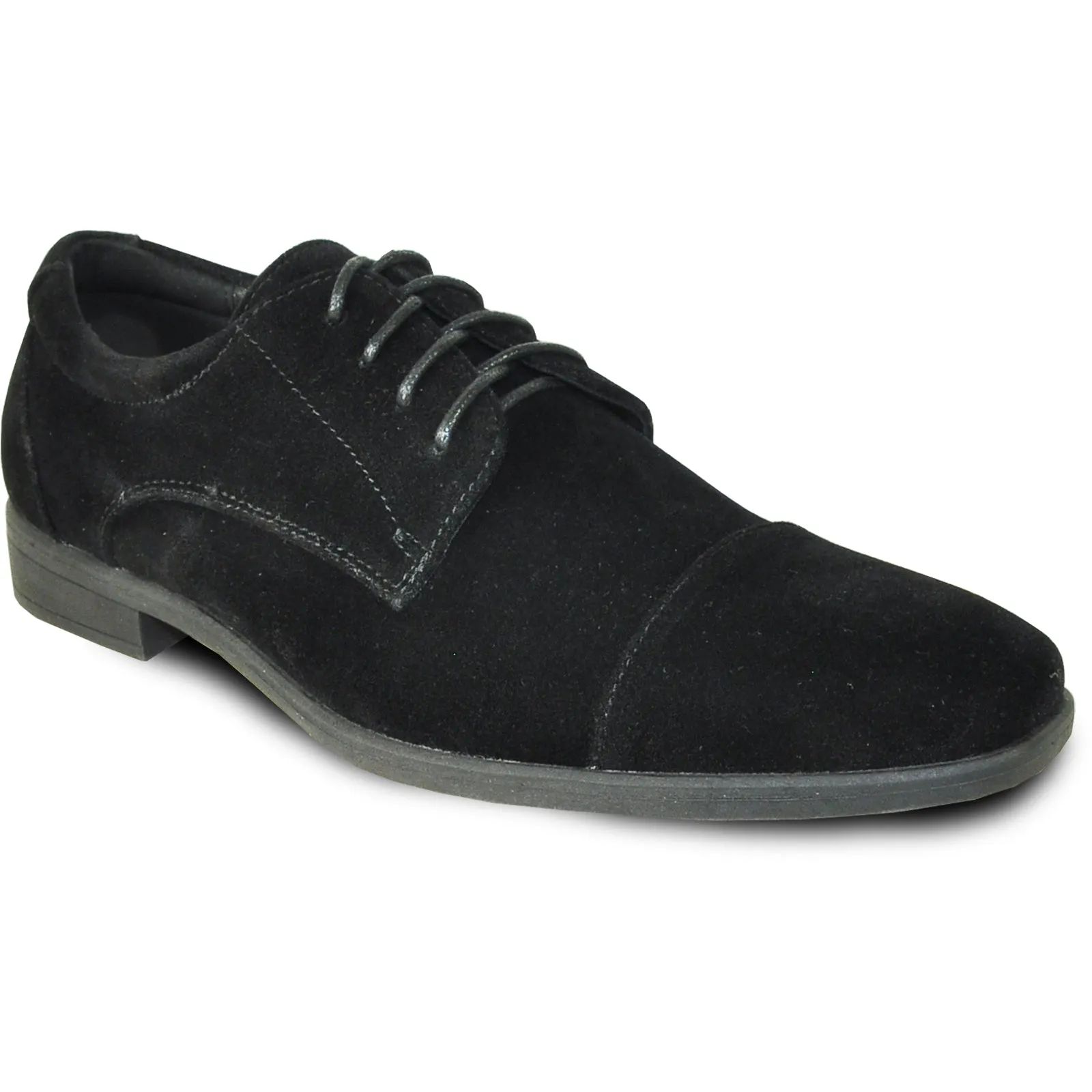 Mens Formal Suede Style Wedding & Prom Cap Toe Dress Shoe in Black