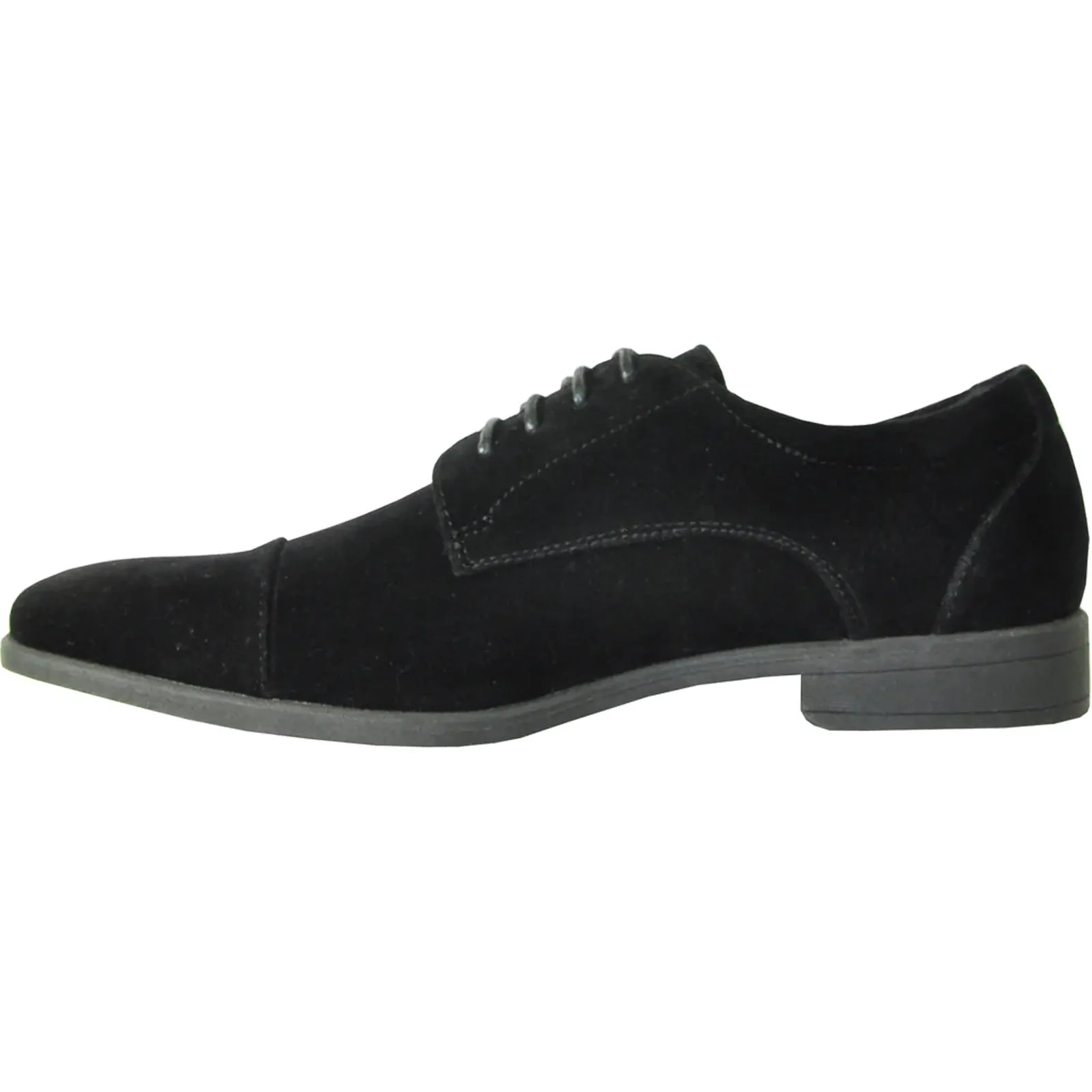 Mens Formal Suede Style Wedding & Prom Cap Toe Dress Shoe in Black