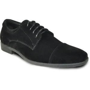 Mens Formal Suede Style Wedding & Prom Cap Toe Dress Shoe in Black