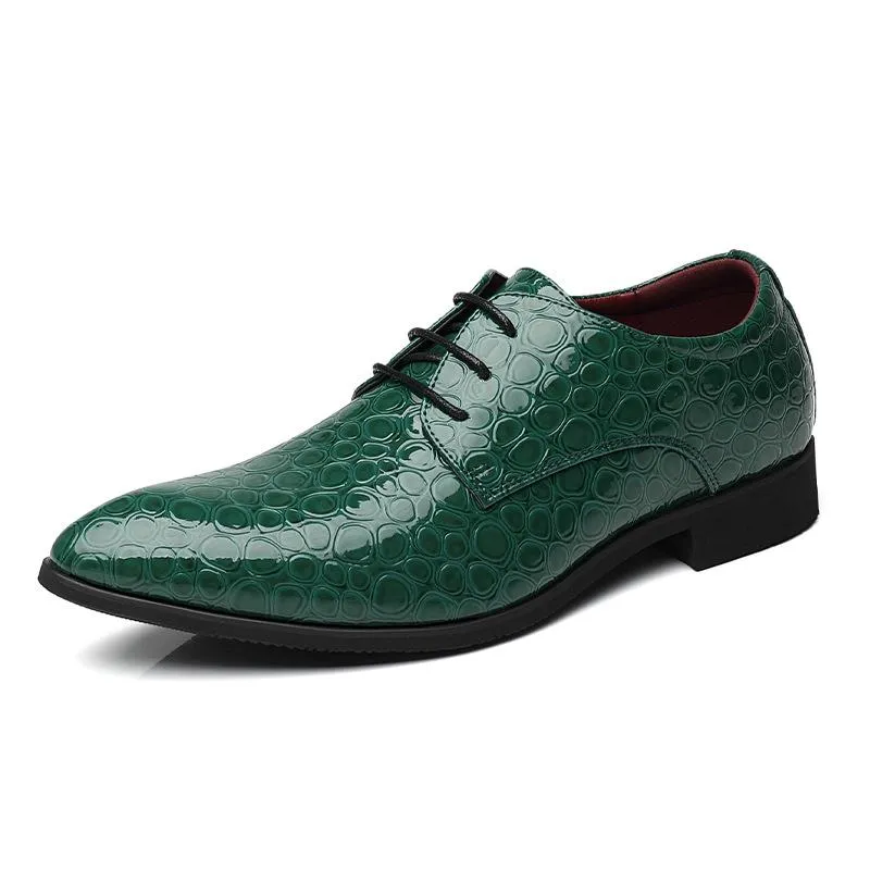 Men's Handmade Textured Shiny Leather Shoes
