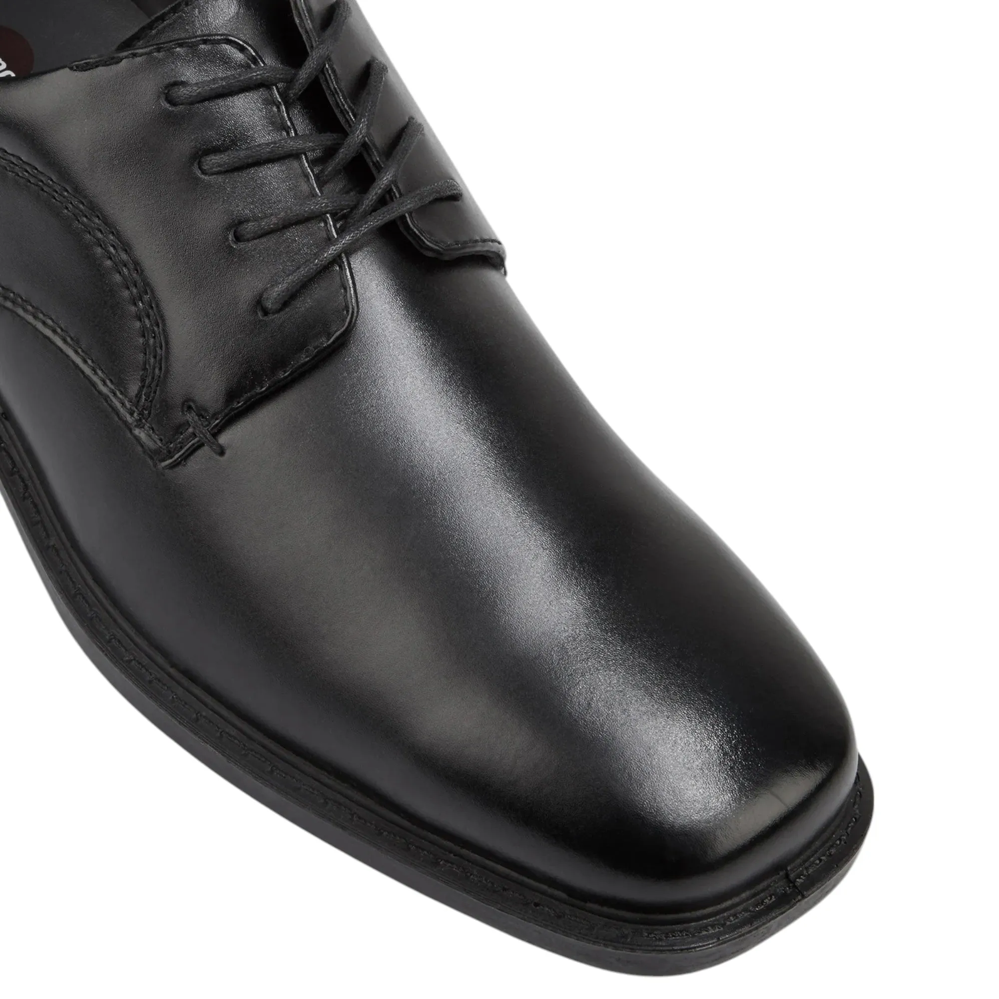 Mens Hush Puppies Heathcote Extra Wide Leather Work Black Lace Up Shoes