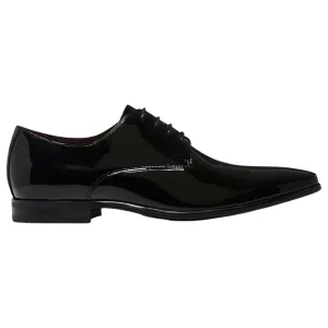 Mens Julius Marlow Jet Work Leather Black Patent Formal Lace Up Shoes