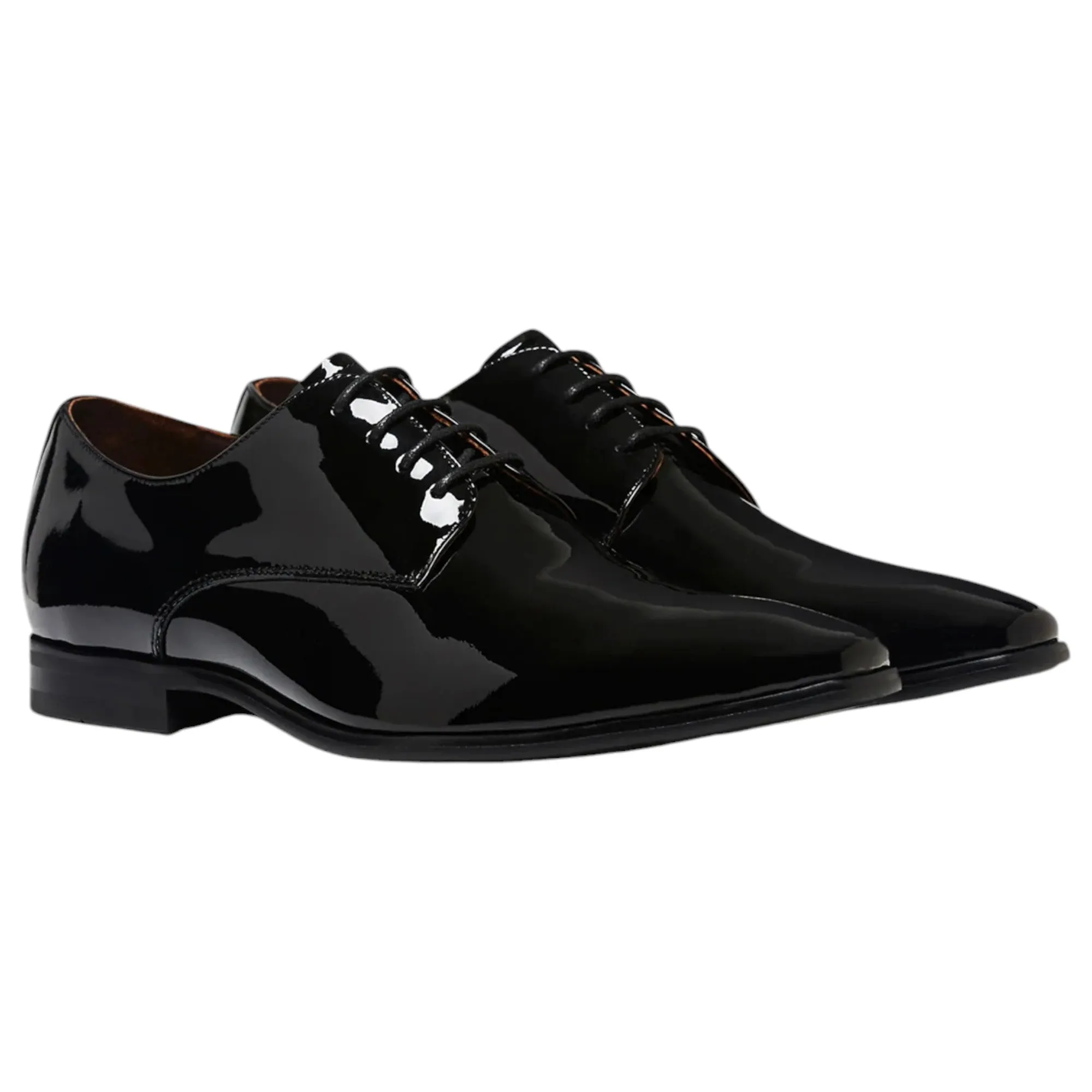 Mens Julius Marlow Jet Work Leather Black Patent Formal Lace Up Shoes