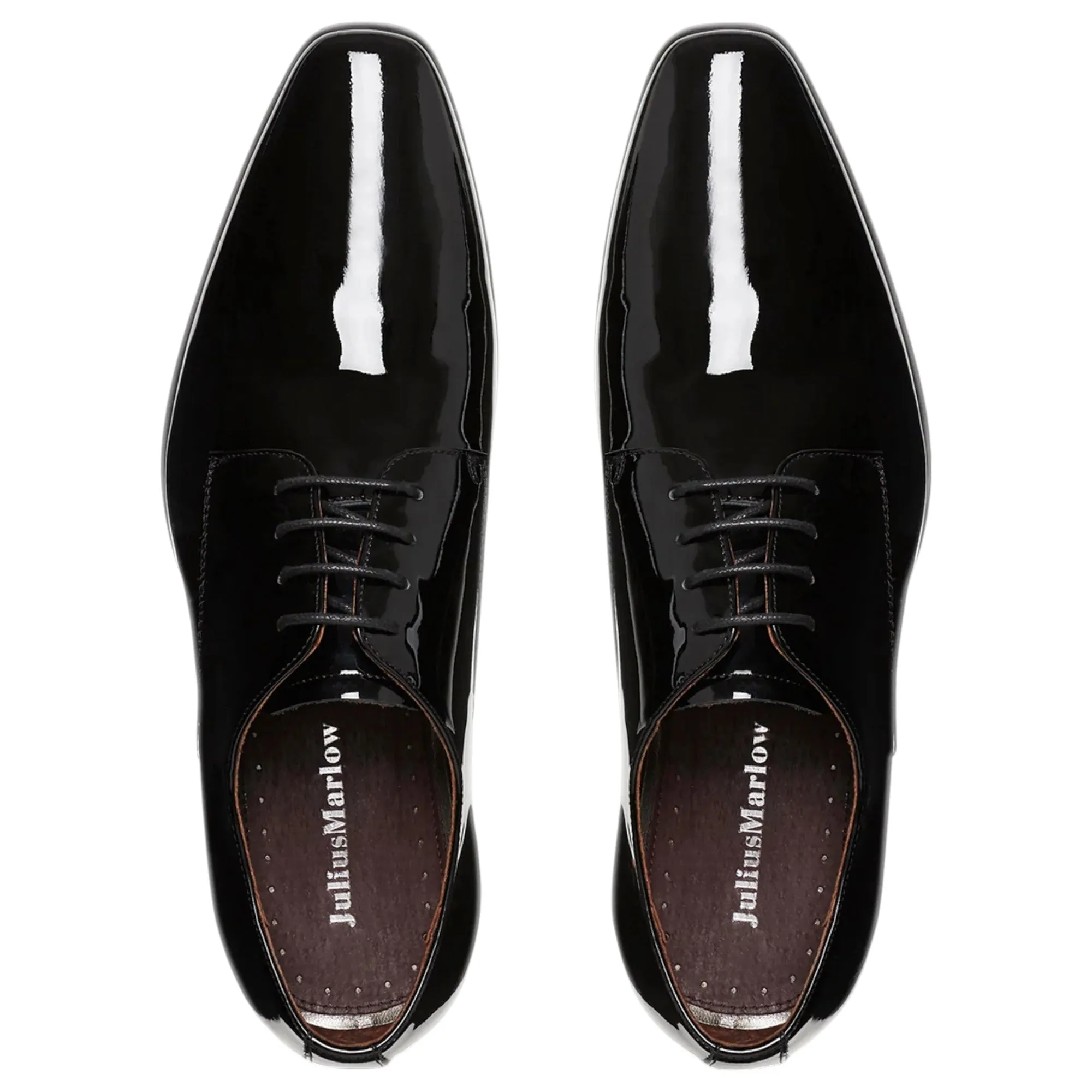 Mens Julius Marlow Jet Work Leather Black Patent Formal Lace Up Shoes