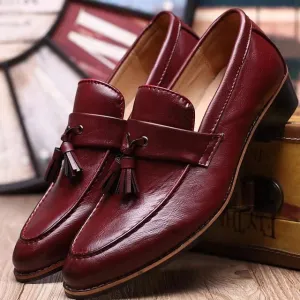 Mens Maroon Color Leather Shoes