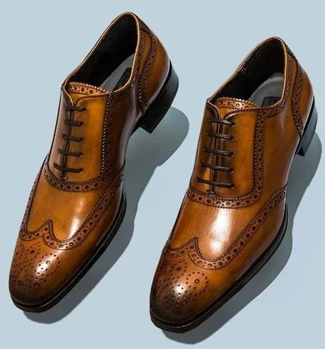 Mens Tan Color Leather Shoes
