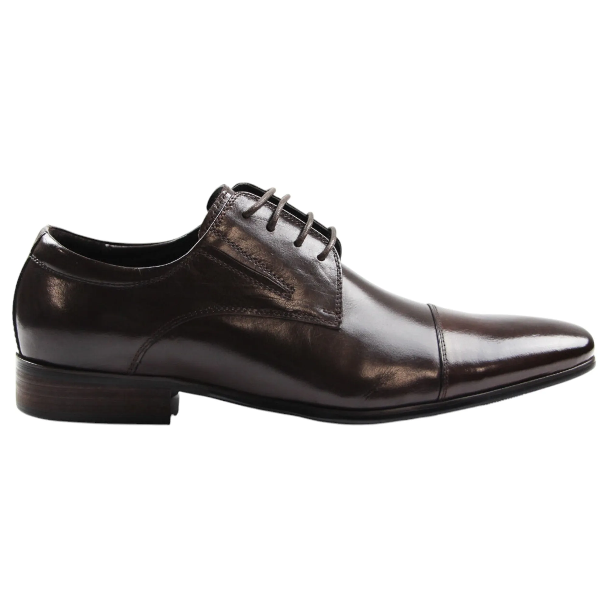 Mens Zasel Parker Brown Leather Lace Up Work Formal Dress Casual Shoes