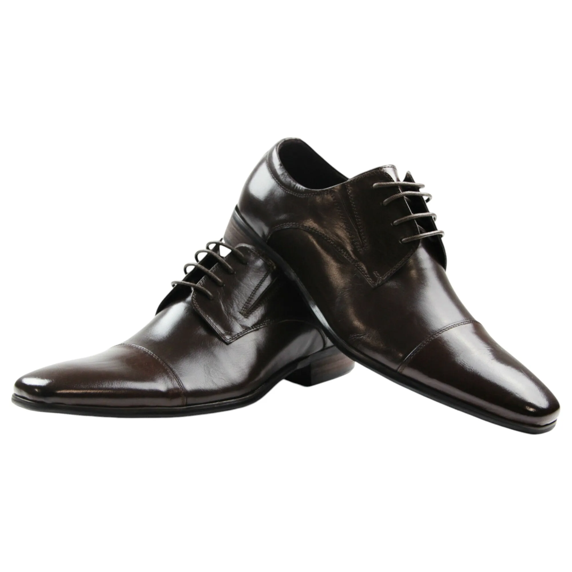 Mens Zasel Parker Brown Leather Lace Up Work Formal Dress Casual Shoes