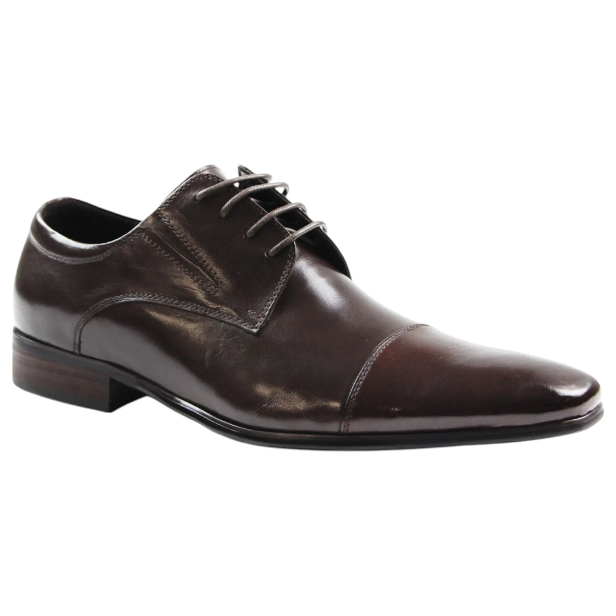 Mens Zasel Parker Brown Leather Lace Up Work Formal Dress Casual Shoes
