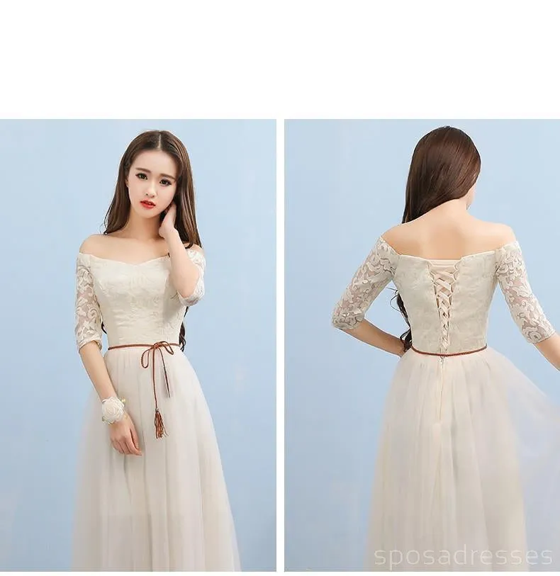 Mismatched Lace Tulle Long Bridesmaid Dresses, Bridesmaid Dresses, BD009