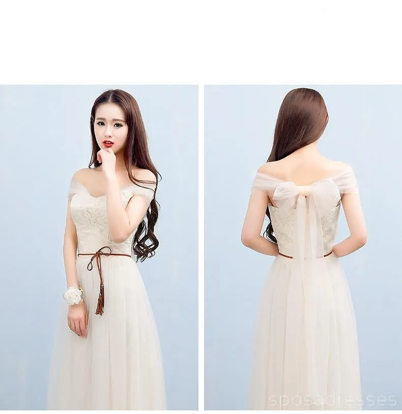 Mismatched Lace Tulle Long Bridesmaid Dresses, Bridesmaid Dresses, BD009