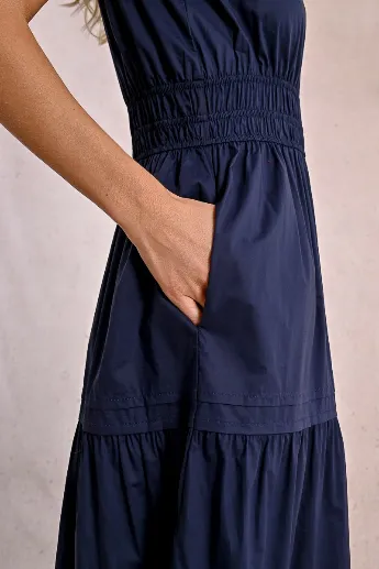 Molly Bracken Tiered Long Poplin Short Sleeve Dress