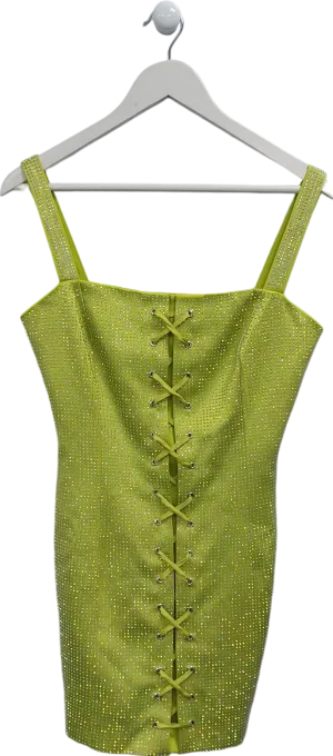 Nasty Gal Green Dimante Lace Up Mini Dress UK S