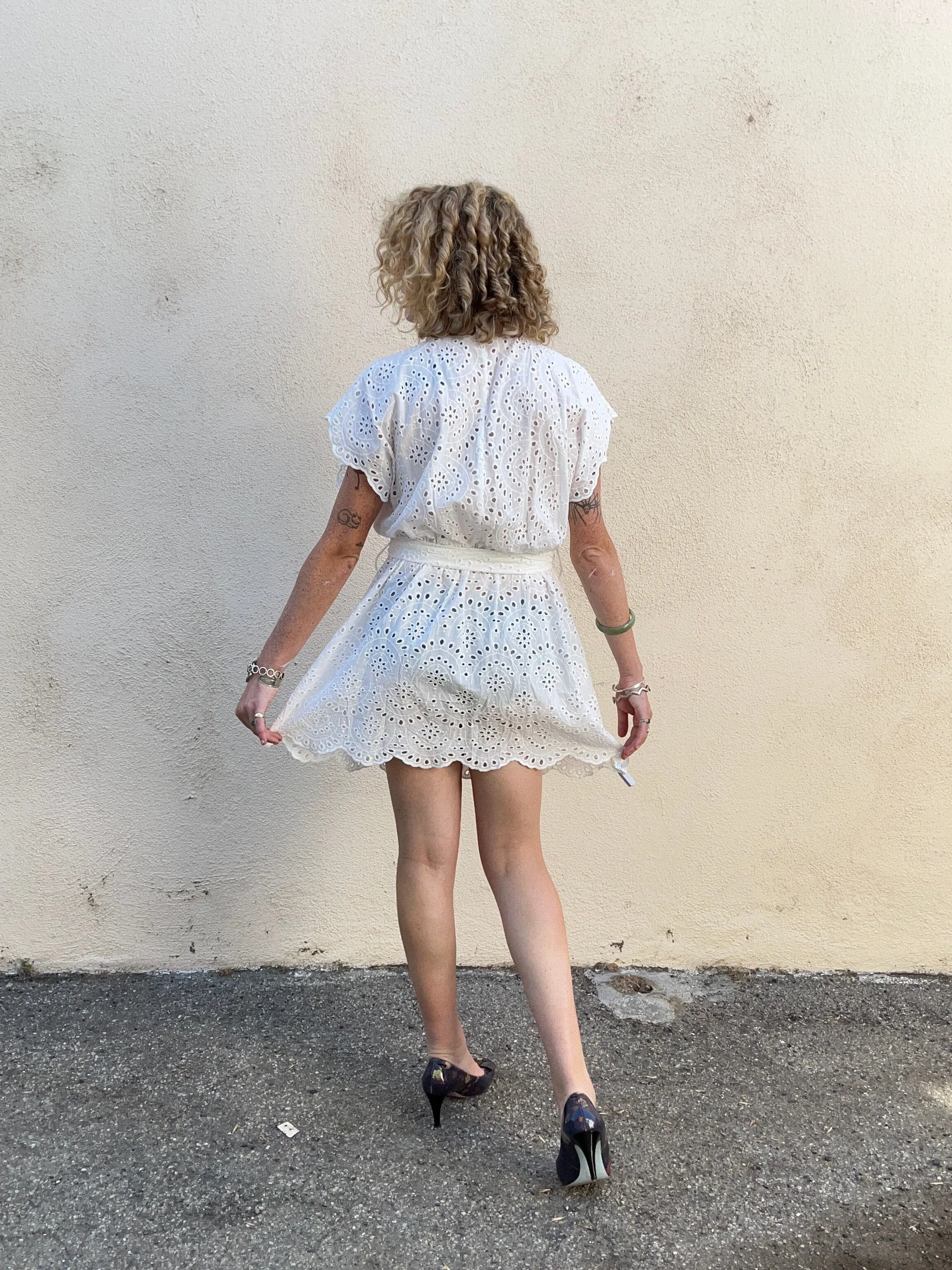 Natalie Martin White Eyelet Lace Dress
