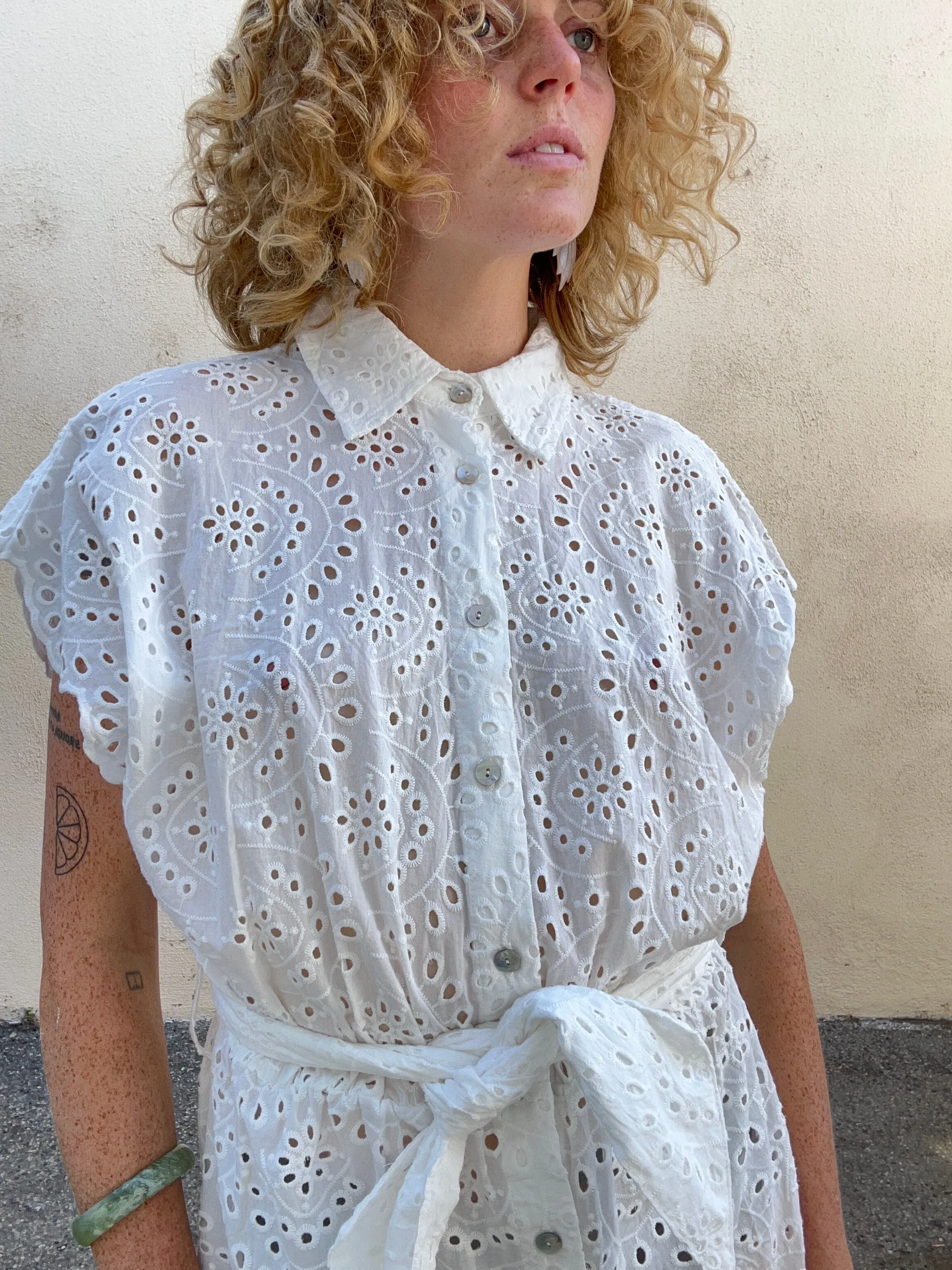 Natalie Martin White Eyelet Lace Dress
