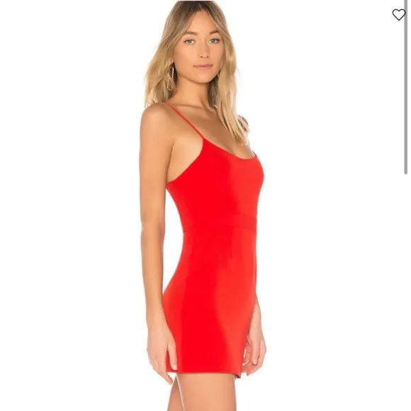 NEW NBD Gracey Dress Size S In Red Lace Up Back Sleeveless Mini