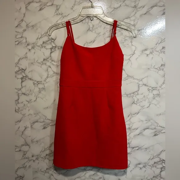 NEW NBD Gracey Dress Size S In Red Lace Up Back Sleeveless Mini