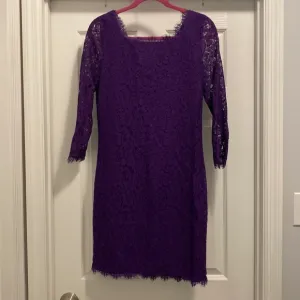 NWT Diane Von Furstenberg zarita lace royal purple dress. Size 12.