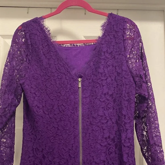 NWT Diane Von Furstenberg zarita lace royal purple dress. Size 12.