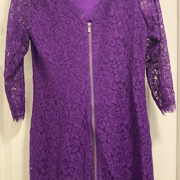 NWT Diane Von Furstenberg zarita lace royal purple dress. Size 12.
