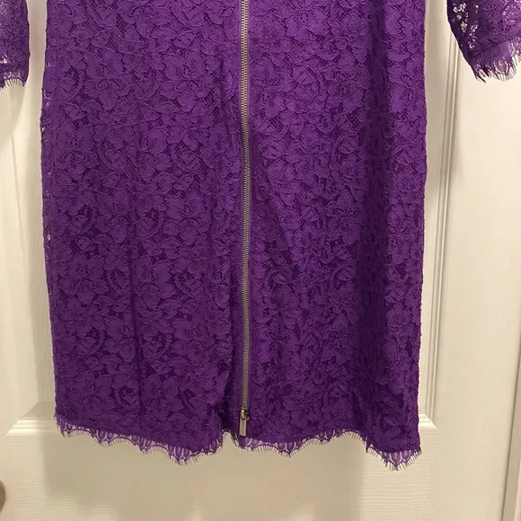 NWT Diane Von Furstenberg zarita lace royal purple dress. Size 12.