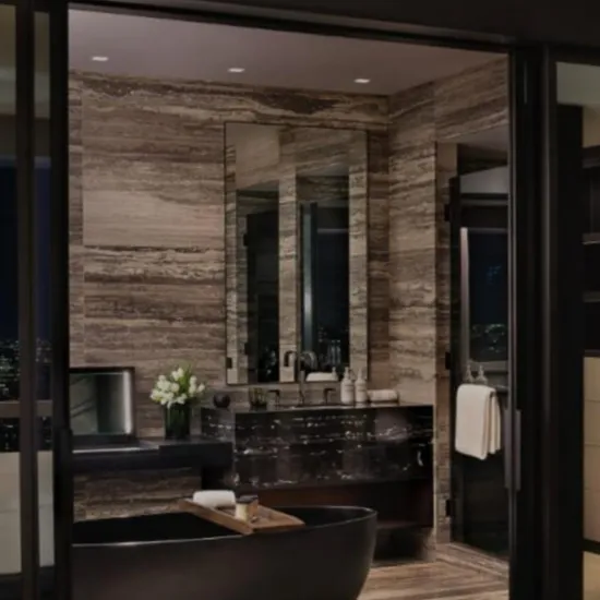 OCEAN BLACK Travertine Honed-Filled Slab