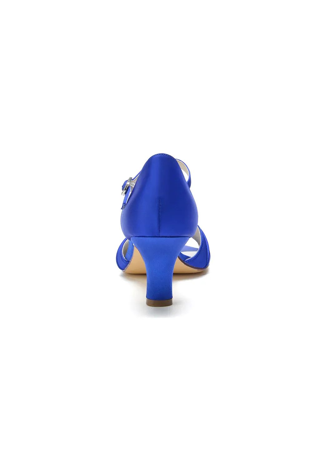 Open Toe Crystal Starp Chunky Heels