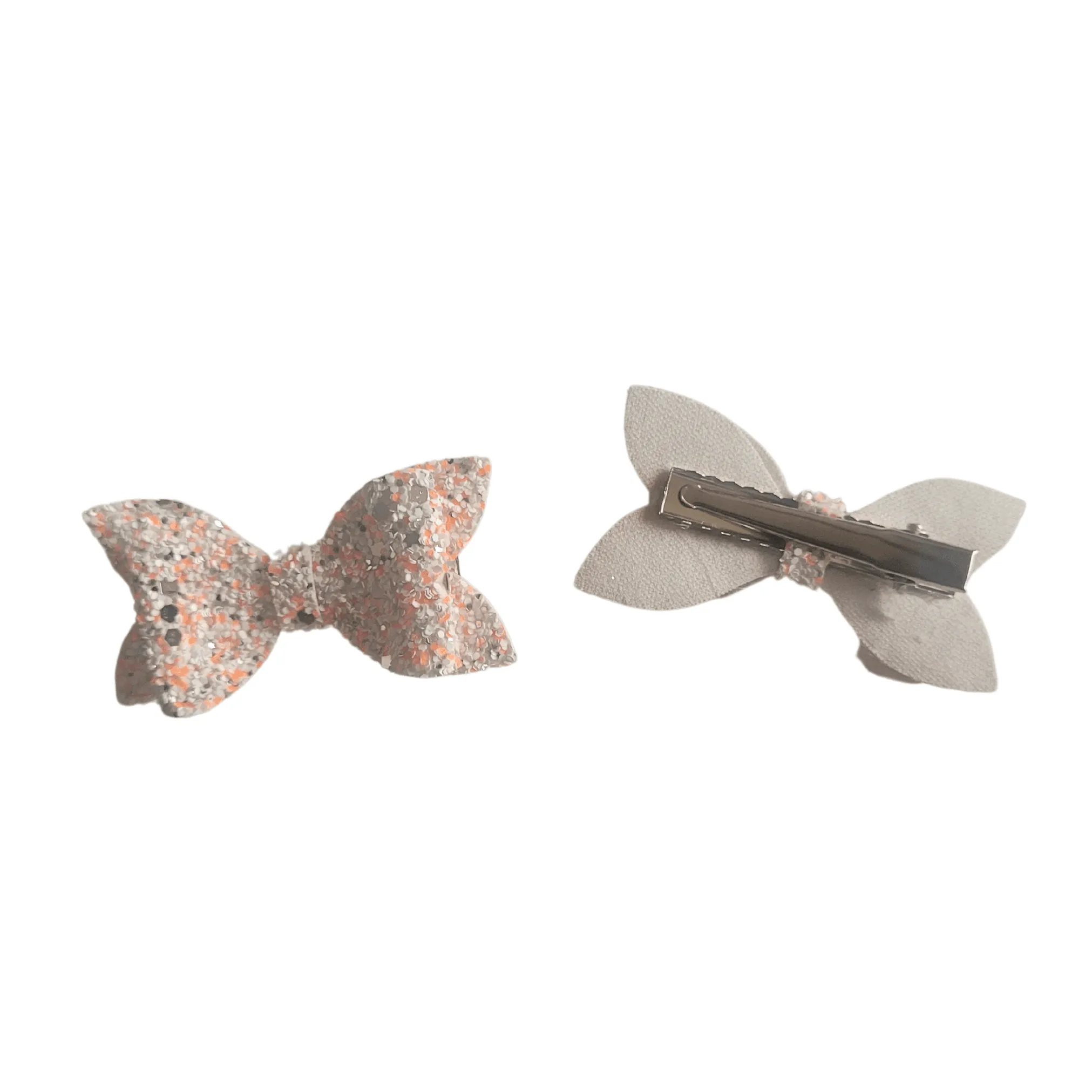 Orange Sherbert Pigtail Glitter Hair Bows