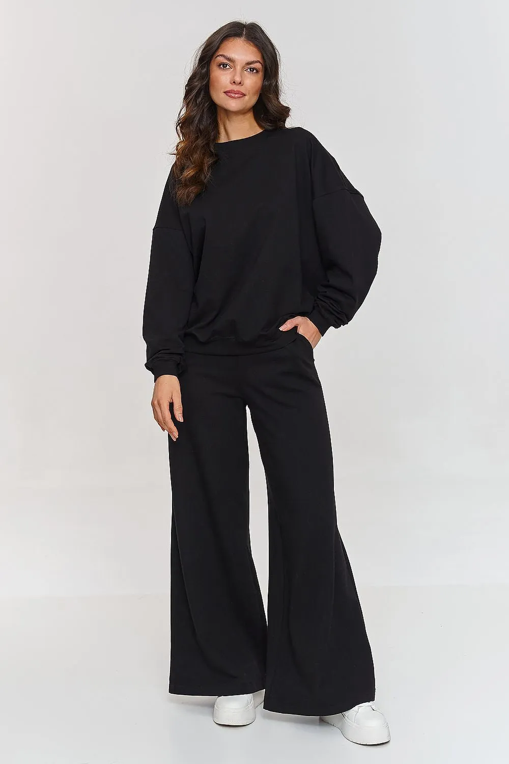 Oversized Luxury Sweatshirt & Wide-Leg Pants Set