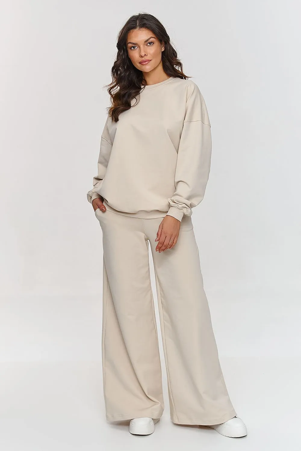 Oversized Luxury Sweatshirt & Wide-Leg Pants Set