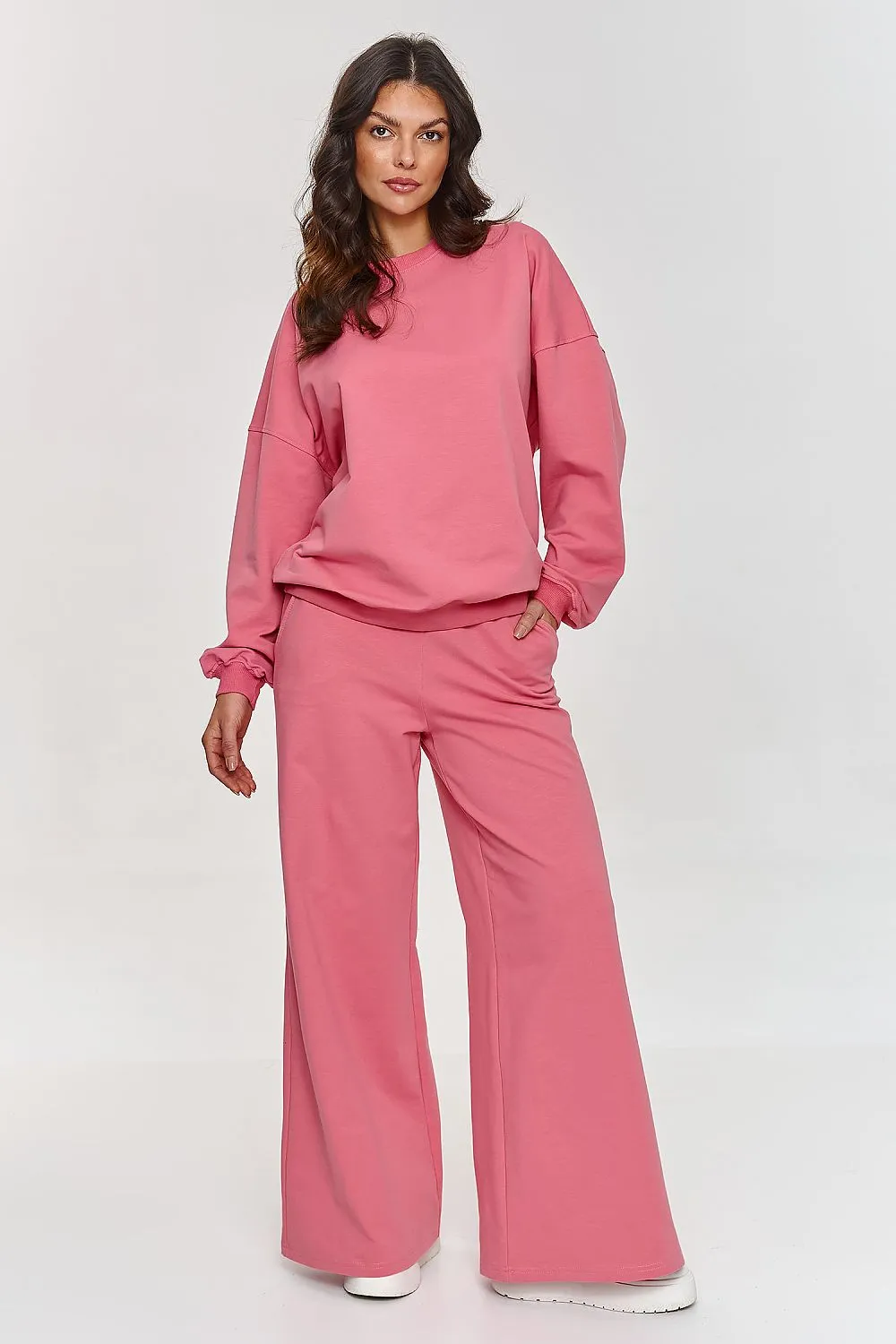 Oversized Luxury Sweatshirt & Wide-Leg Pants Set
