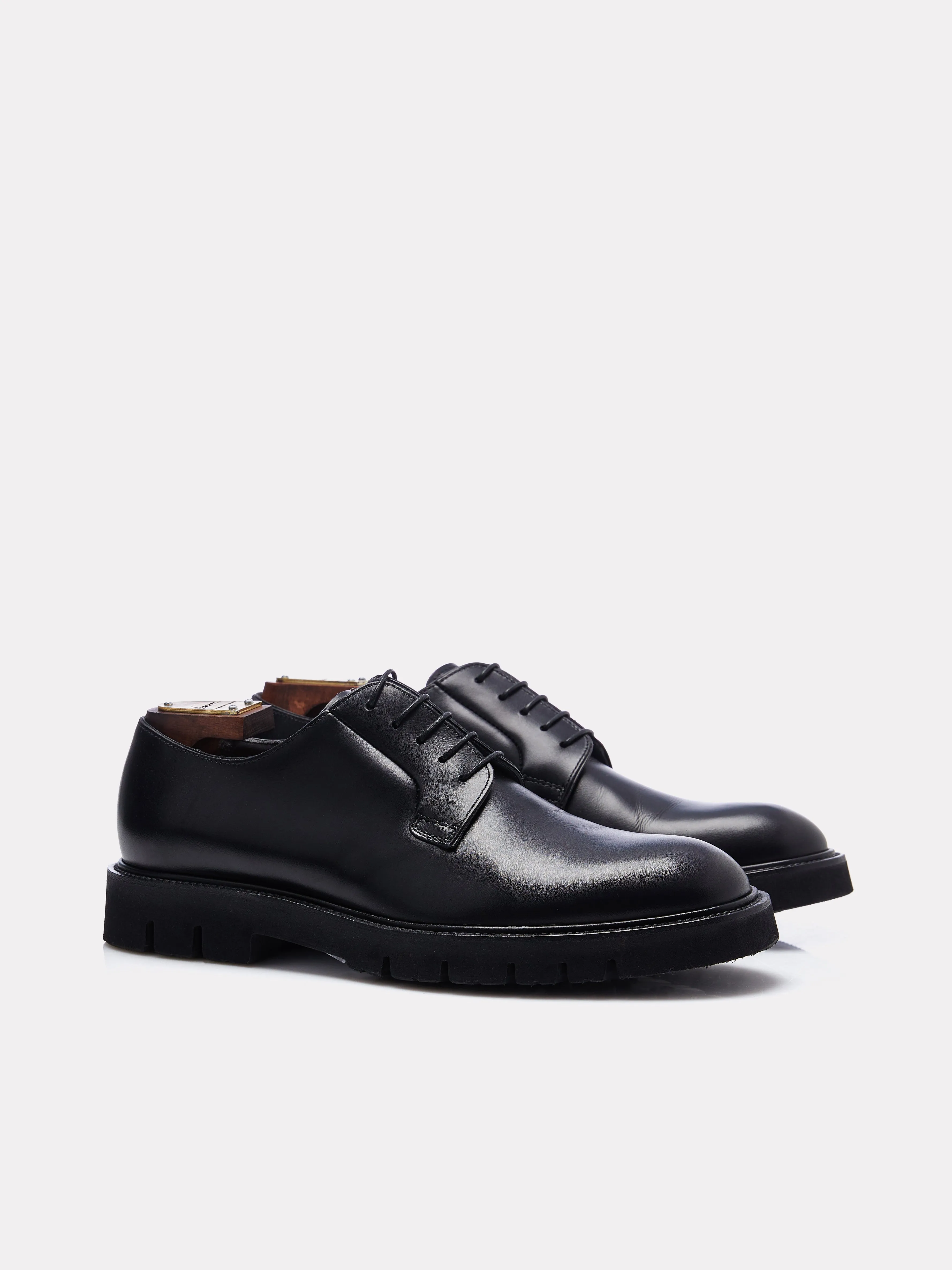 Pantofi derby negri cu talpa chunky
