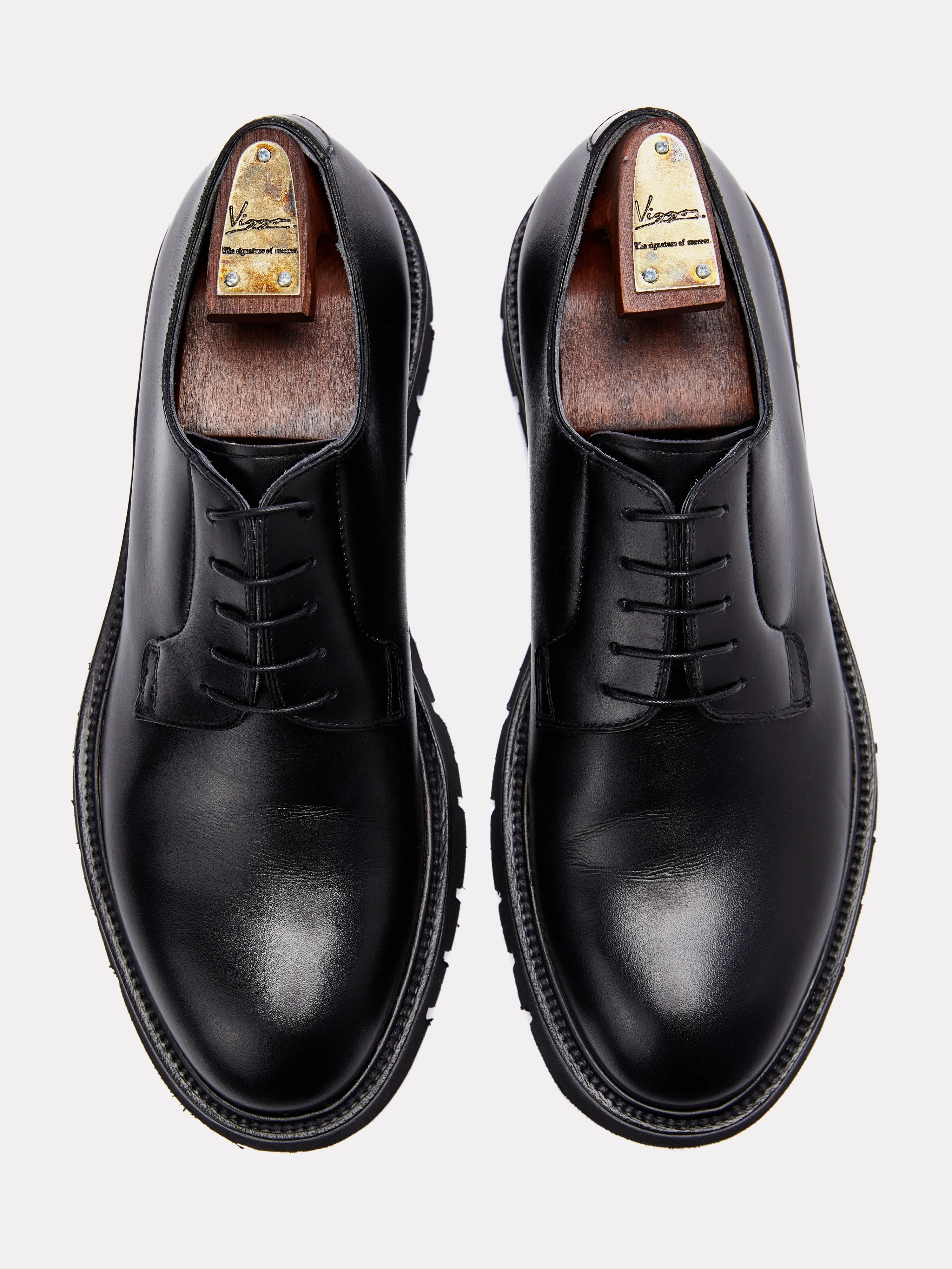 Pantofi derby negri cu talpa chunky