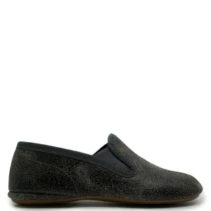 Pepe Black Cracked Slipper Loafer
