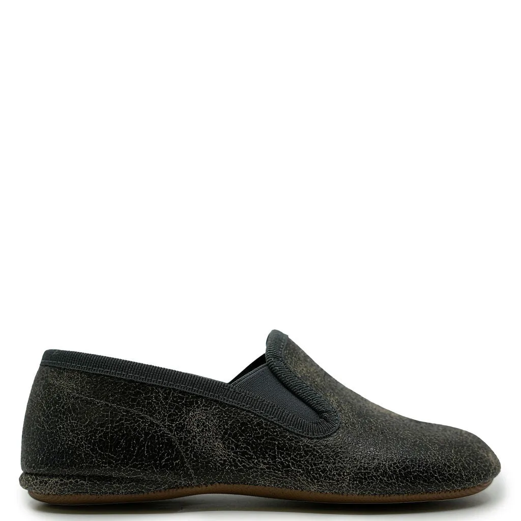 Pepe Black Cracked Slipper Loafer