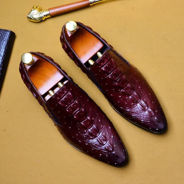 Phenkang mens leather shoes genuine leather oxford shoes for men luxury dress shoes slipon wedding shoes leather brogues
