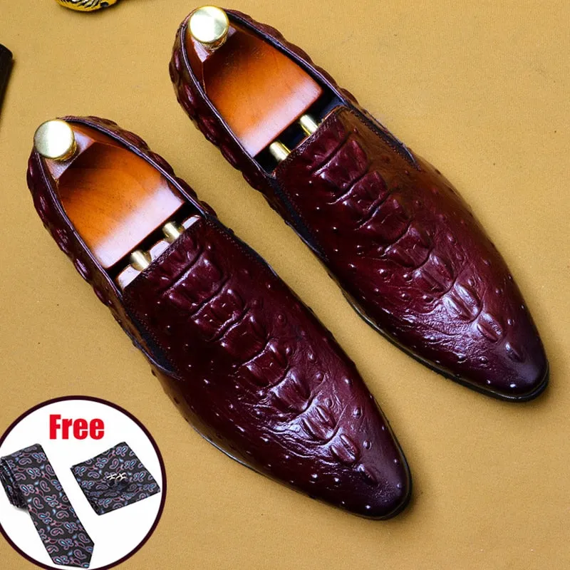 Phenkang mens leather shoes genuine leather oxford shoes for men luxury dress shoes slipon wedding shoes leather brogues