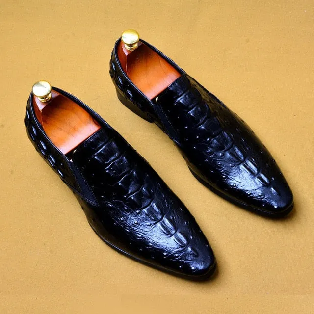 Phenkang mens leather shoes genuine leather oxford shoes for men luxury dress shoes slipon wedding shoes leather brogues