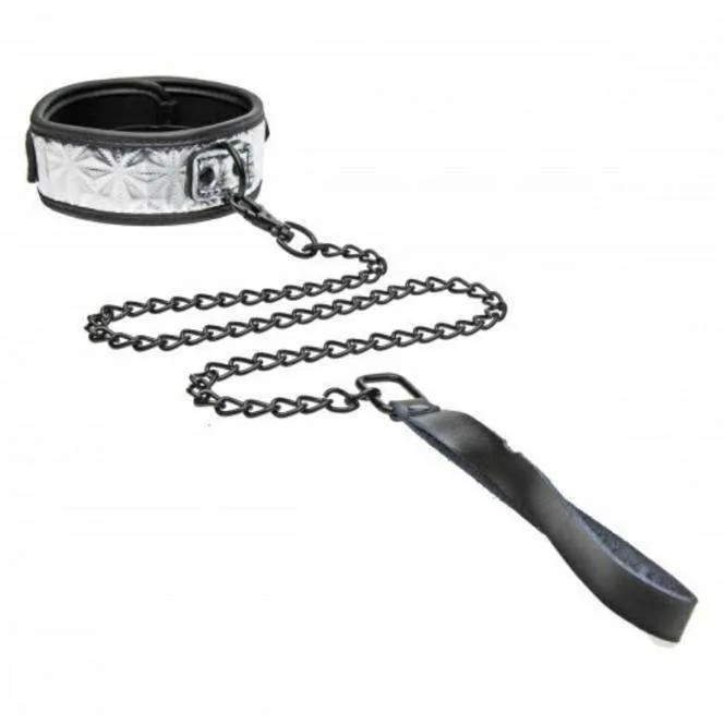 Platinum Bound Chained Collar with Leash