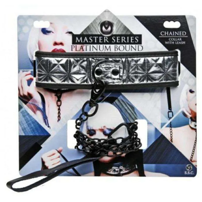 Platinum Bound Chained Collar with Leash