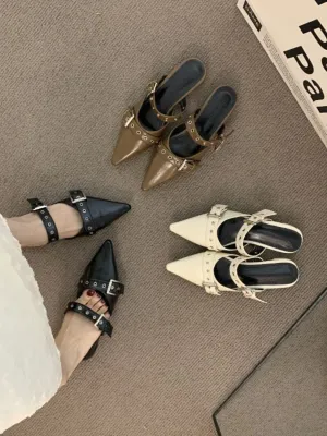 Point Toe Eyelet Buckle Sandals