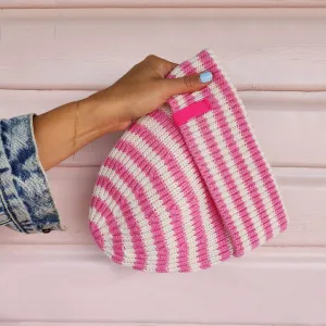 RAE - CANDY / CREAM  Stripe knit Beanie Hat, Special Collab Dlam X Bonnie Mob  no