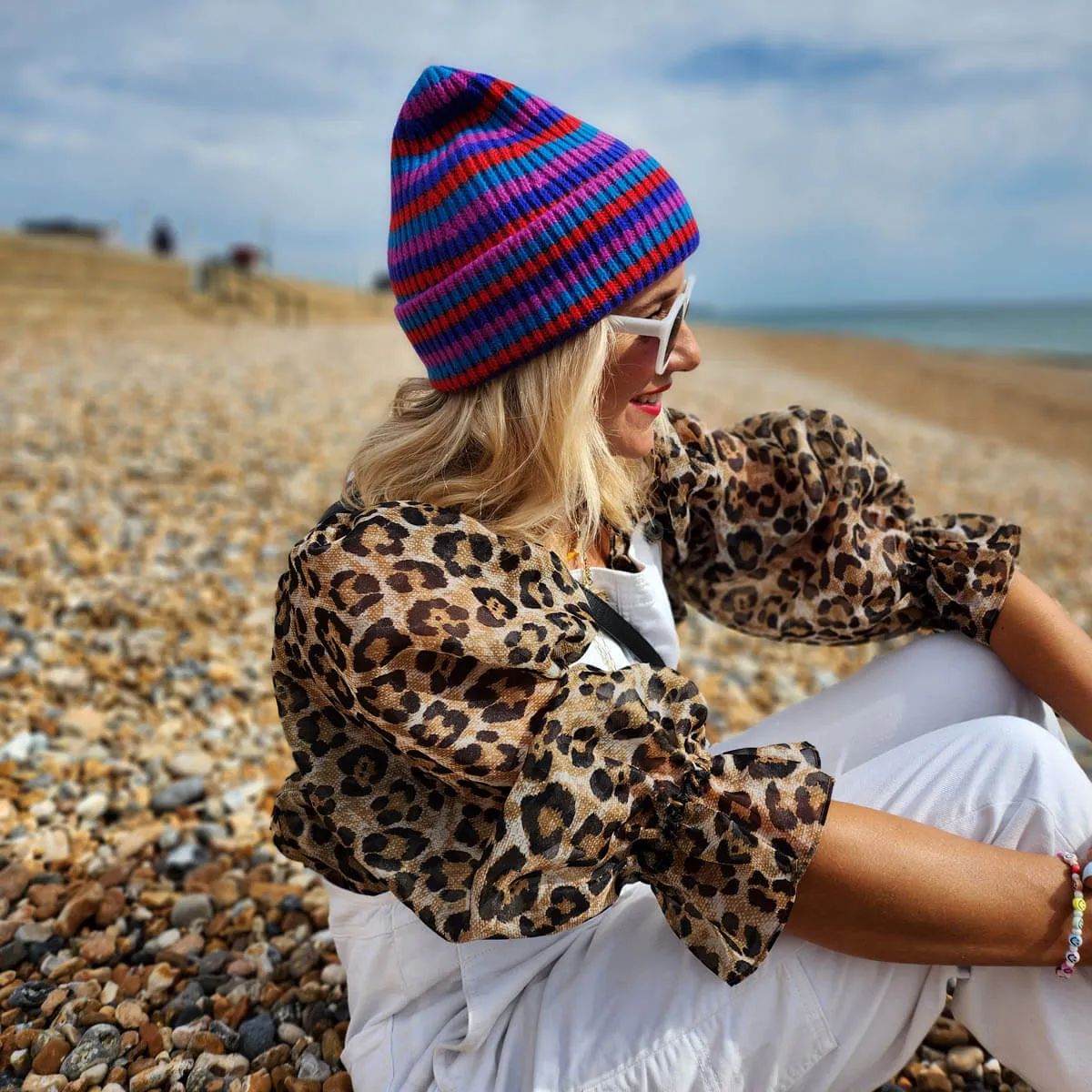 RAE - ELECTRIC MULTI Stripe Beanie Hat, Special Collab DLAM X Bonnie Mob