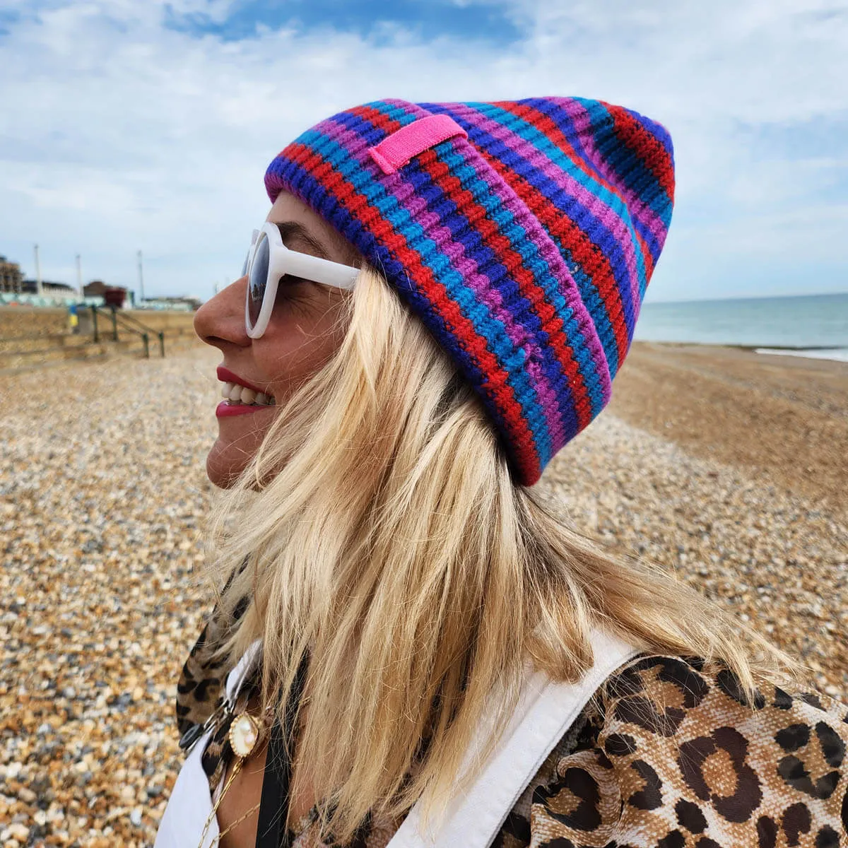 RAE - ELECTRIC MULTI Stripe Beanie Hat, Special Collab DLAM X Bonnie Mob