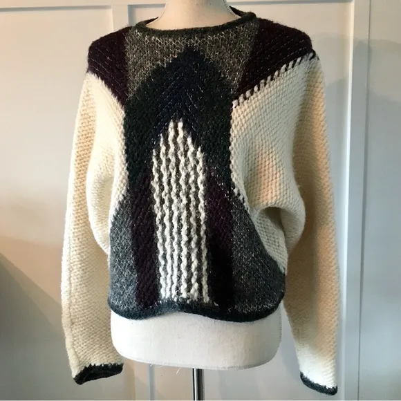 REISS “Jemima” wool blend patterned chunky sweater