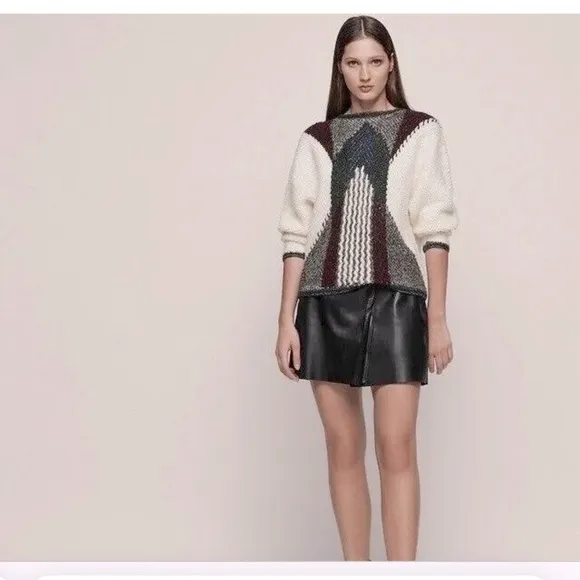 REISS “Jemima” wool blend patterned chunky sweater