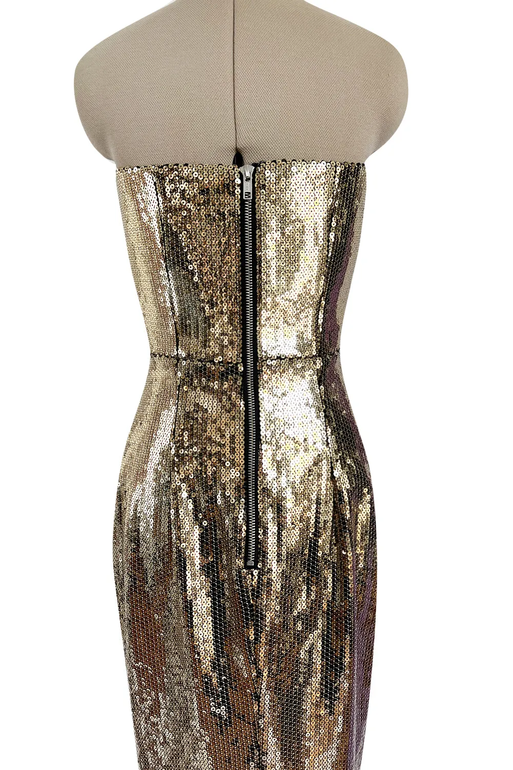 Resort 2020 Alex Perry Supermodel Long Strapelss Gold Sequin 'Howard' Dress