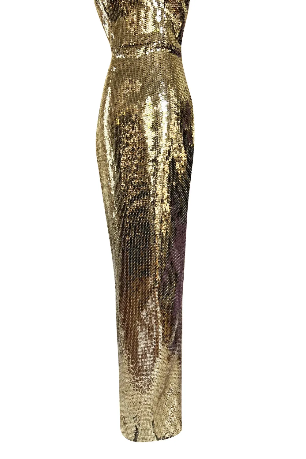 Resort 2020 Alex Perry Supermodel Long Strapelss Gold Sequin 'Howard' Dress