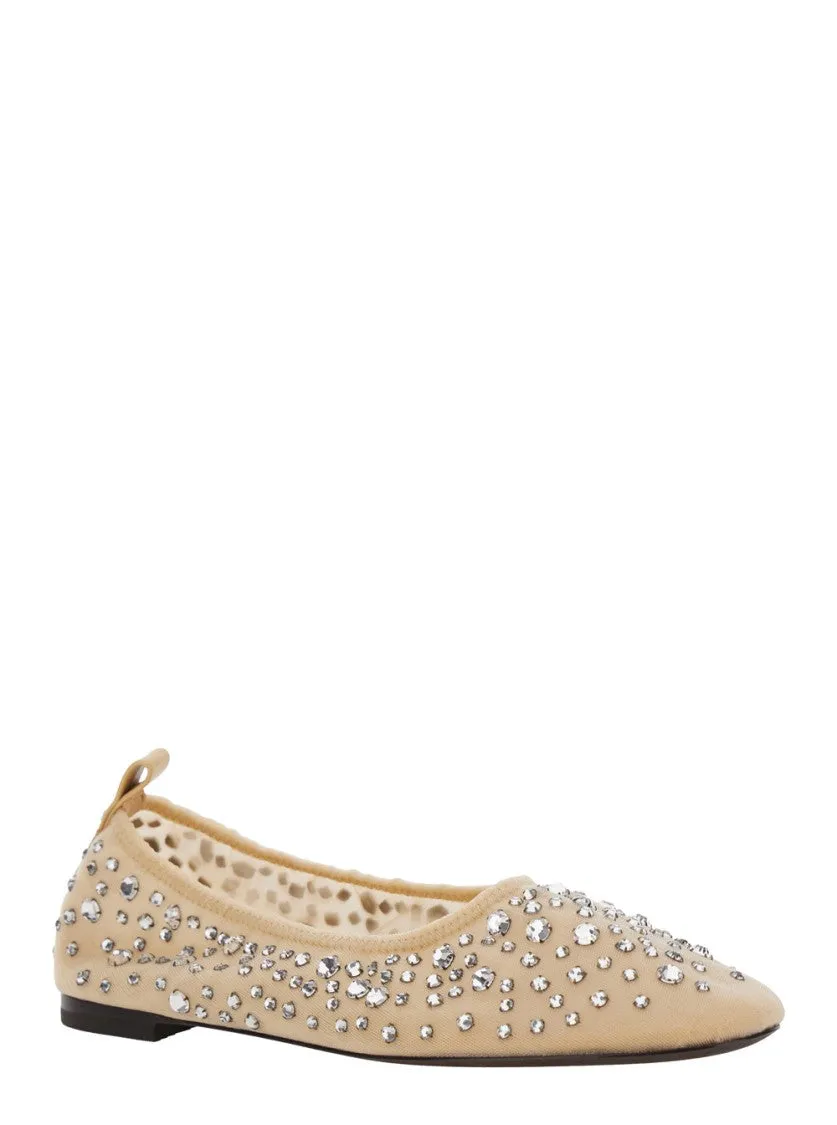 Rhinestone-Adorned Crystal Ballet Flats