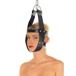 Rimba Black Leather Bondage Head Harness Restraint with Buckles